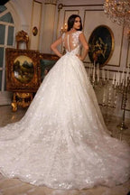 New Elegant Long A-line V-neck Sleeveless Wedding Dresses With Lace by misshow.com