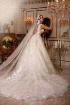 New Elegant Long A-line V-neck Sleeveless Wedding Dresses With Lace by misshow.com