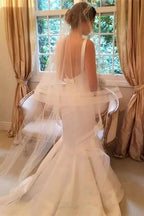 Newest Pretty Mermaid V-neck Sleeveless Simple Backless Elegant Wedding Dresses by misshow.com