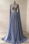 Noble high neck sleeveless a-line 100D-chiffen prom dresses with beads by misshow.com