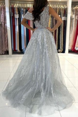 Noble oneshoulder sleeveless mermaid lace prom dress sequied