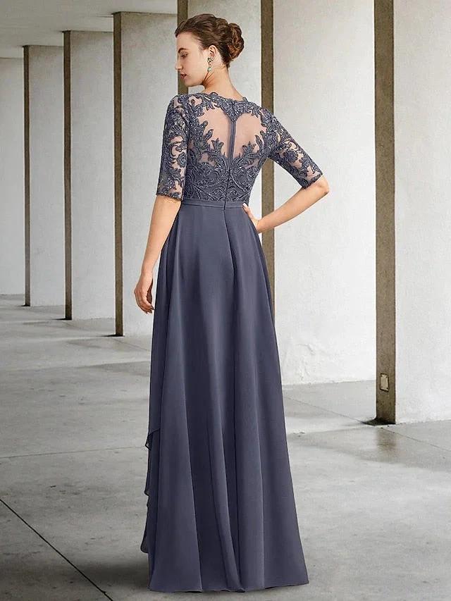 A-Line/Princess Scoop Floor-Length Mother of the Bride Dresses by Dreamylily