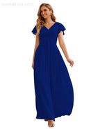 Numbersea Chiffon-Brautjungfernkleid mit kurzen Ärmeln, Maxikleid, Abendkleid, Partykleid, Hochzeitskleid, Mutter-der-Braut-Kleid für Damen SEA28047 