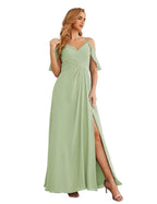 Numbersea Chiffon Cold Shoulder Long Bridesmaid Dresses Plus Size Formal Prom Gowns for Women Party Wedding SEA28070 by numbersea