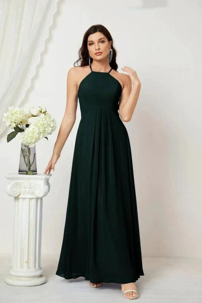 Numbersea Chiffon Halter Bridesmaid Dresses Long A-Line Formal Evening Dress 2805 by numbersea