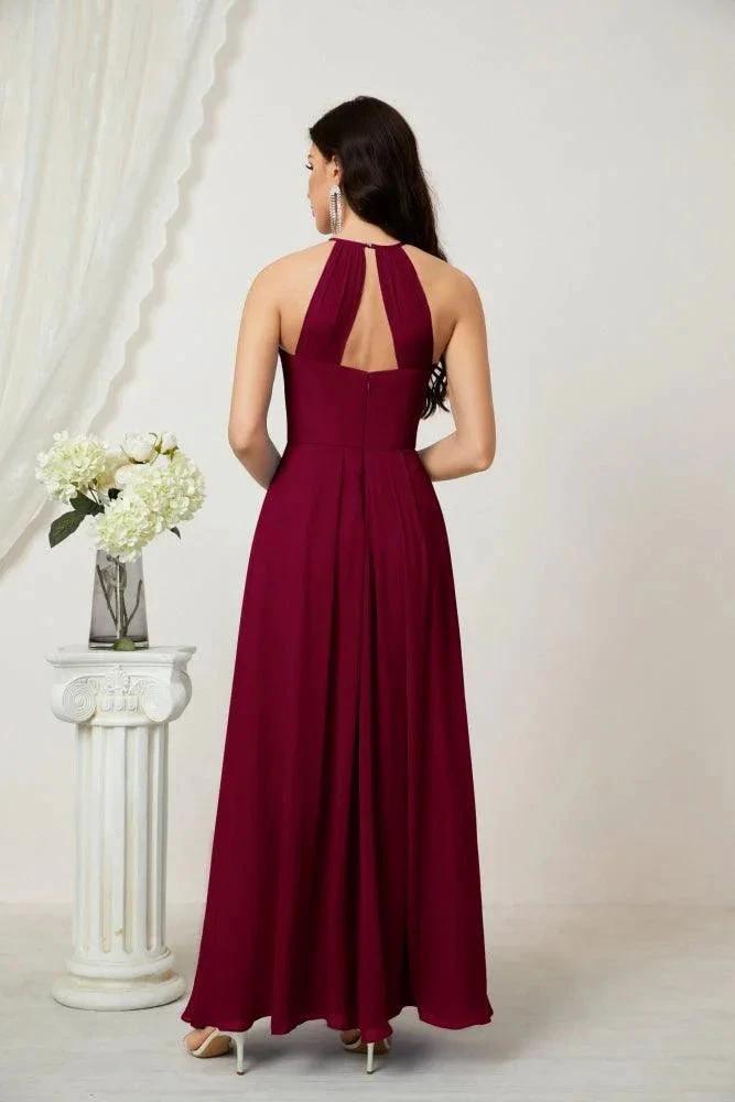 Numbersea Chiffon Halter Bridesmaid Dresses Long A-Line Formal Evening Dress 2805 by numbersea