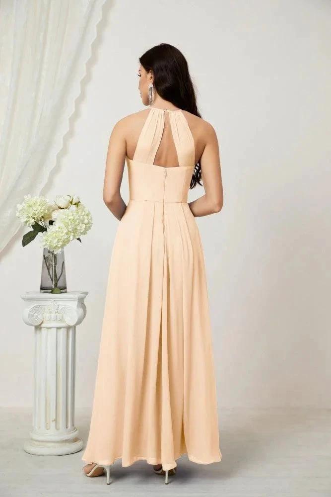 Numbersea Chiffon Halter Bridesmaid Dresses Long A-Line Formal Evening Dress 2805 by numbersea