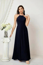 Numbersea Chiffon Halter Bridesmaid Dresses Long A-Line Formal Evening Dress 2805 by numbersea