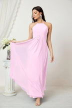 Numbersea Chiffon Halter Bridesmaid Dresses Long A-Line Formal Evening Dress 2805 by numbersea
