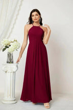 Numbersea Chiffon Halter Bridesmaid Dresses Long A-Line Formal Evening Dress 2805 by numbersea