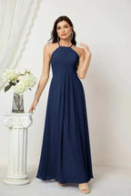 Numbersea Chiffon Halter Bridesmaid Dresses Long A-Line Formal Evening Dress 2805 by numbersea