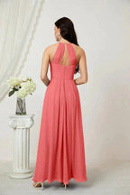 Numbersea Chiffon Halter Bridesmaid Dresses Long A-Line Formal Evening Dress 2805 by numbersea