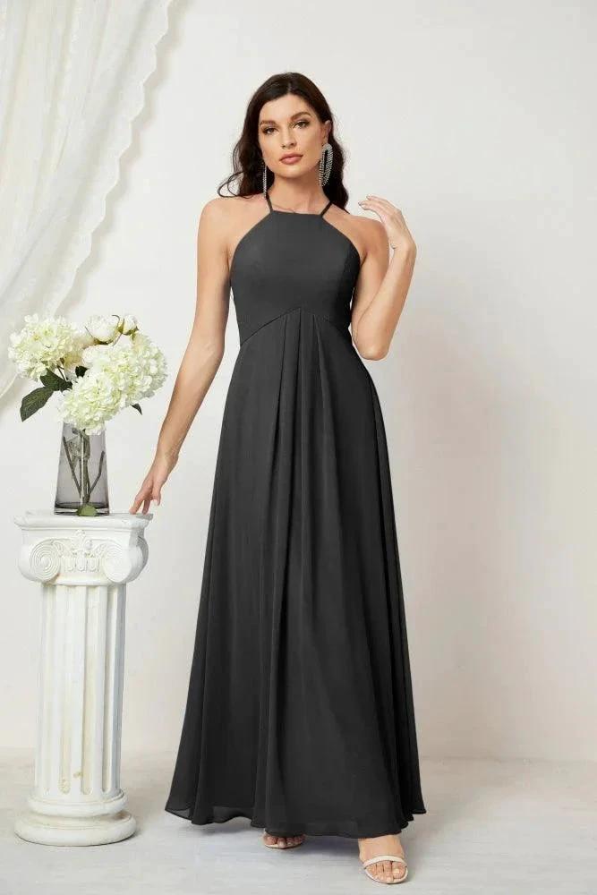 Numbersea Chiffon Halter Bridesmaid Dresses Long A-Line Formal Evening Dress 2805 by numbersea