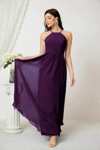 Numbersea Chiffon Halter Bridesmaid Dresses Long A-Line Formal Evening Dress 2805 by numbersea