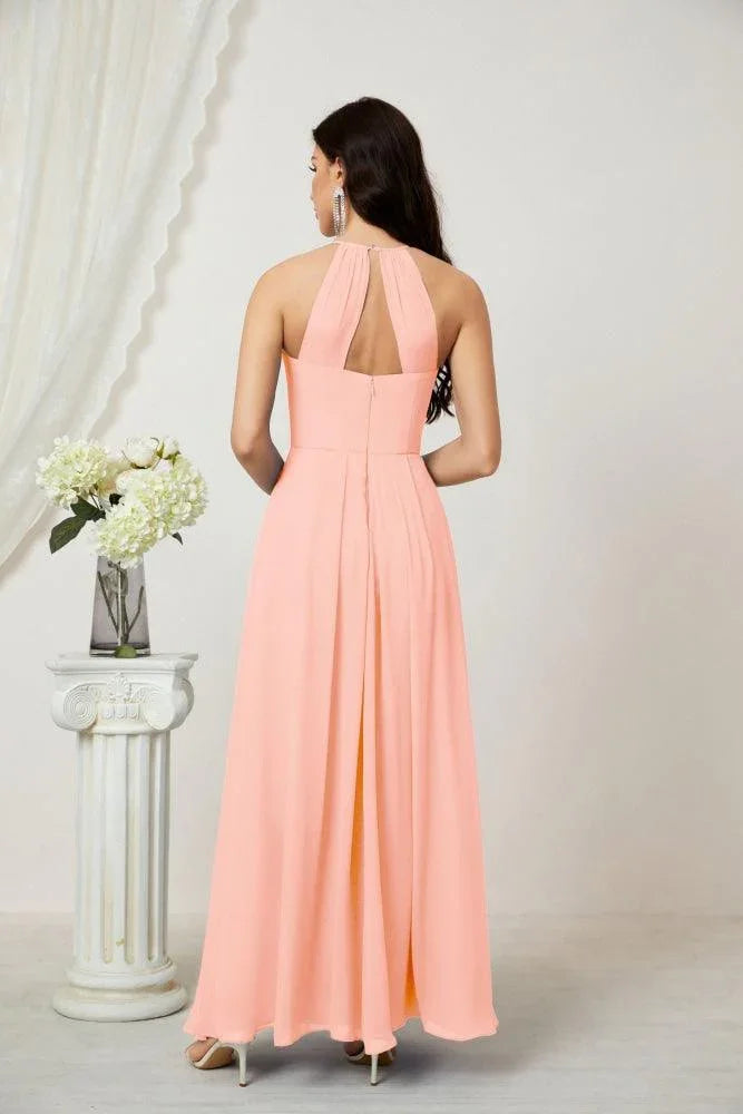 Numbersea Chiffon Halter Bridesmaid Dresses Long A-Line Formal Evening Dress 2805 by numbersea
