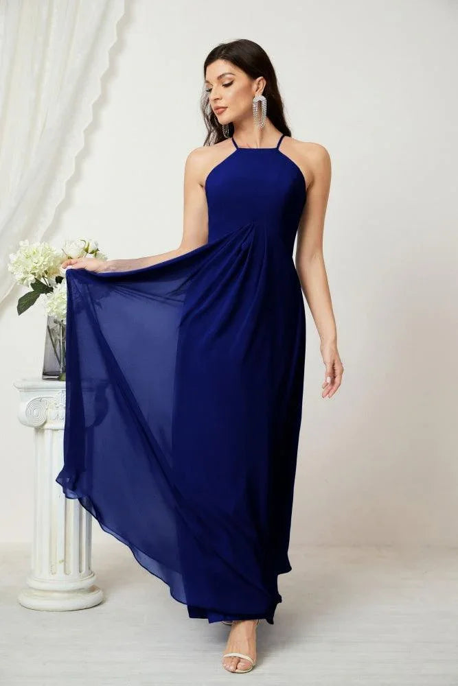 Numbersea Chiffon Halter Bridesmaid Dresses Long A-Line Formal Evening Dress 2805 by numbersea