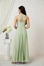 Numbersea Chiffon Halter Bridesmaid Dresses Long A-Line Formal Evening Dress 2805 by numbersea