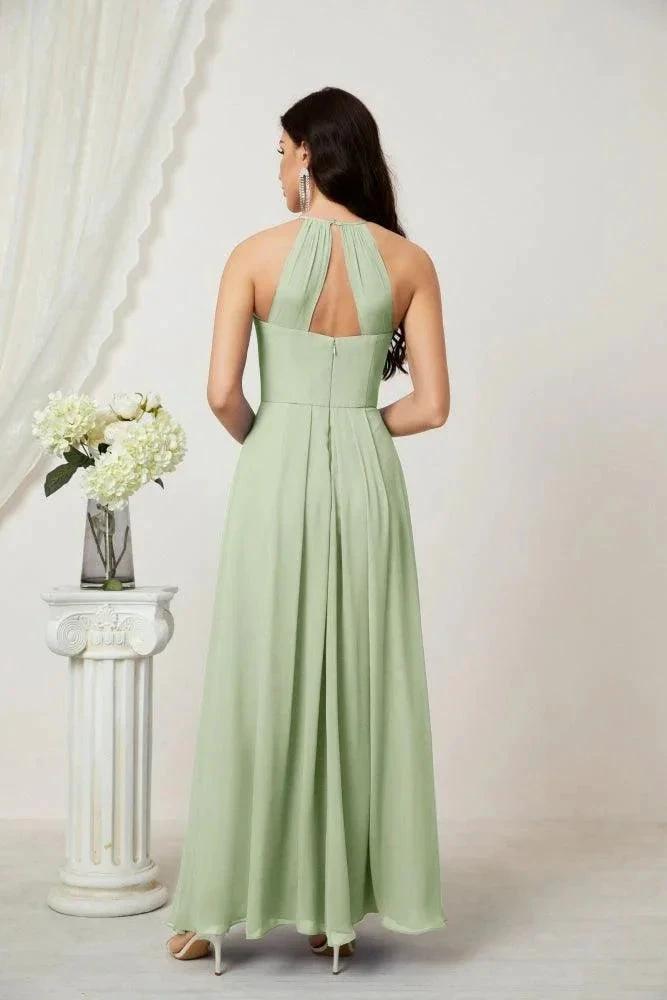 Numbersea Chiffon Halter Bridesmaid Dresses Long A-Line Formal Evening Dress 2805 by numbersea