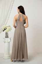 Numbersea Chiffon Halter Bridesmaid Dresses Long A-Line Formal Evening Dress 2805 by numbersea