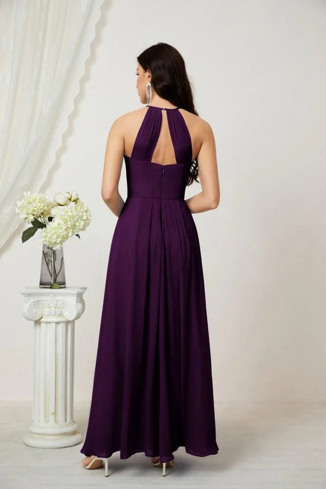Numbersea Chiffon Halter Bridesmaid Dresses Long A-Line Formal Evening Dress 2805 by numbersea