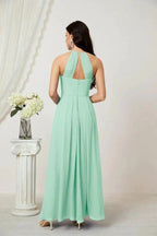 Numbersea Chiffon Halter Bridesmaid Dresses Long A-Line Formal Evening Dress 2805 by numbersea