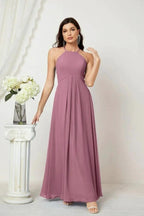 Numbersea Chiffon Halter Bridesmaid Dresses Long A-Line Formal Evening Dress 2805 by numbersea