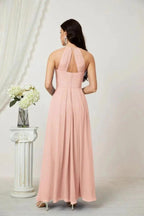 Numbersea Chiffon Halter Bridesmaid Dresses Long A-Line Formal Evening Dress 2805 by numbersea