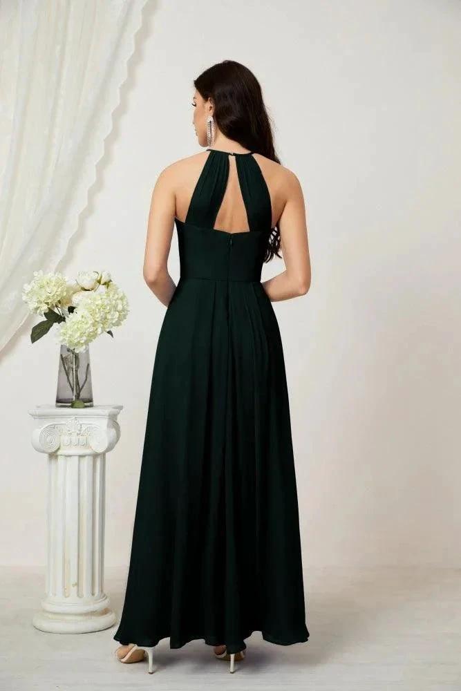 Numbersea Chiffon Halter Bridesmaid Dresses Long A-Line Formal Evening Dress 2805 by numbersea
