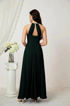 Numbersea Chiffon Halter Bridesmaid Dresses Long A-Line Formal Evening Dress 2805 by numbersea