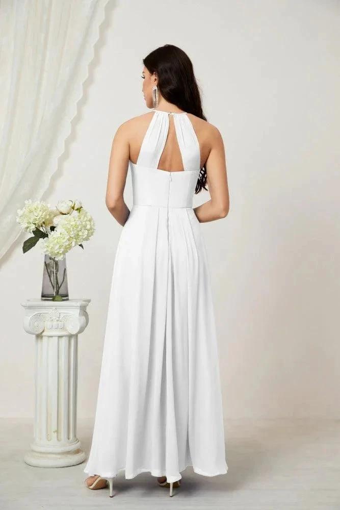 Numbersea Chiffon Halter Bridesmaid Dresses Long A-Line Formal Evening Dress 2805 by numbersea