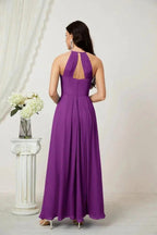 Numbersea Chiffon Halter Bridesmaid Dresses Long A-Line Formal Evening Dress 2805 by numbersea