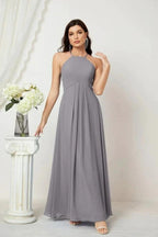 Numbersea Chiffon Halter Bridesmaid Dresses Long A-Line Formal Evening Dress 2805 by numbersea