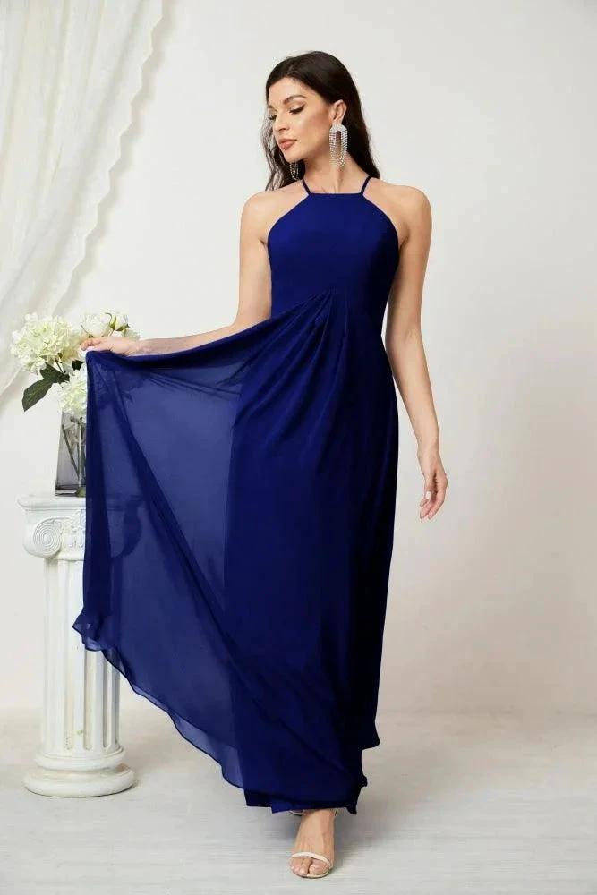 Numbersea Chiffon Halter Bridesmaid Dresses Long A-Line Formal Evening Dress 2805 by numbersea