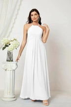 Numbersea Chiffon Halter Bridesmaid Dresses Long A-Line Formal Evening Dress 2805 by numbersea