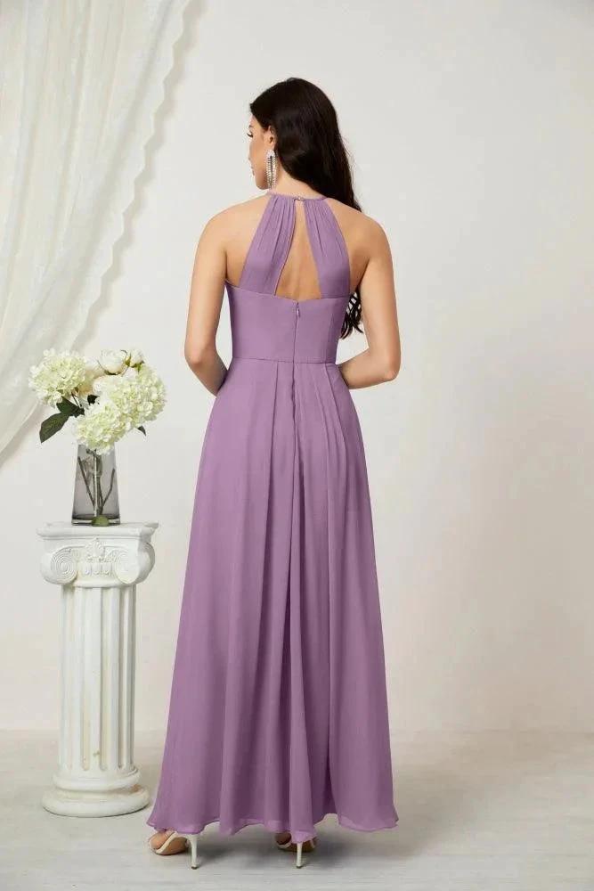Numbersea Chiffon Halter Bridesmaid Dresses Long A-Line Formal Evening Dress 2805 by numbersea