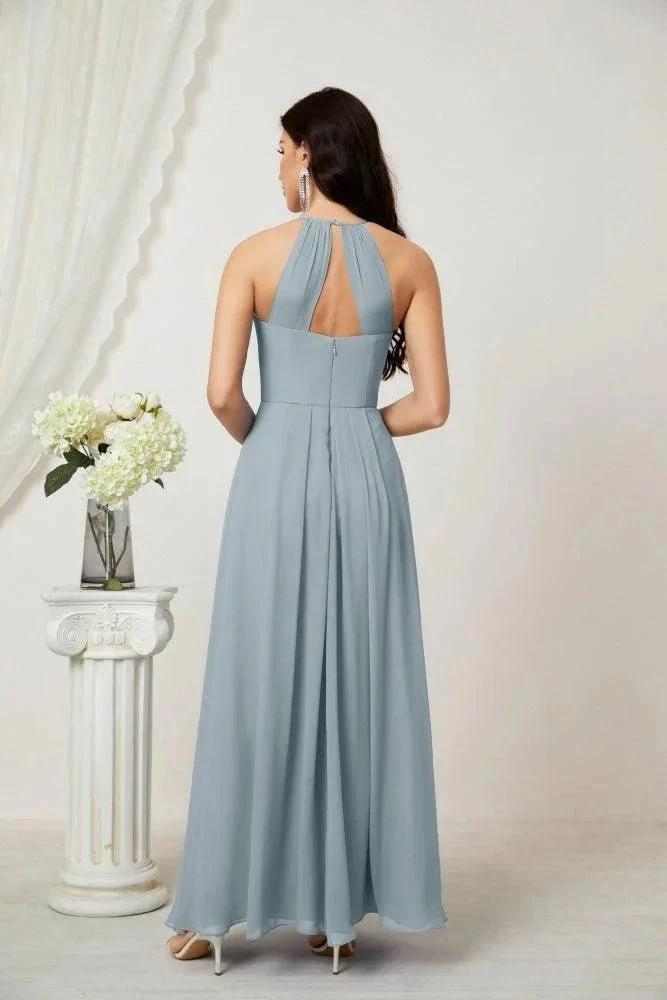 Numbersea Chiffon Halter Bridesmaid Dresses Long A-Line Formal Evening Dress 2805 by numbersea