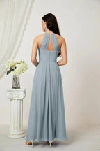 Numbersea Chiffon Halter Bridesmaid Dresses Long A-Line Formal Evening Dress 2805 by numbersea