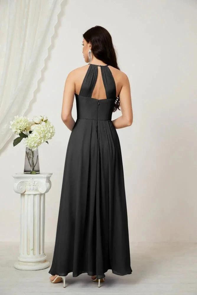 Numbersea Chiffon Halter Bridesmaid Dresses Long A-Line Formal Evening Dress 2805 by numbersea