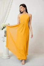 Numbersea Chiffon Halter Bridesmaid Dresses Long A-Line Formal Evening Dress 2805 by numbersea