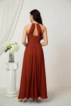 Numbersea Chiffon Halter Bridesmaid Dresses Long A-Line Formal Evening Dress 2805 by numbersea
