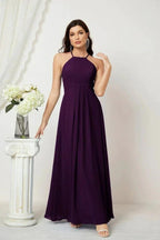 Numbersea Chiffon Halter Bridesmaid Dresses Long A-Line Formal Evening Dress 2805 by numbersea