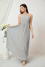 Numbersea Chiffon Halter Bridesmaid Dresses Long A-Line Formal Evening Dress 2805 by numbersea