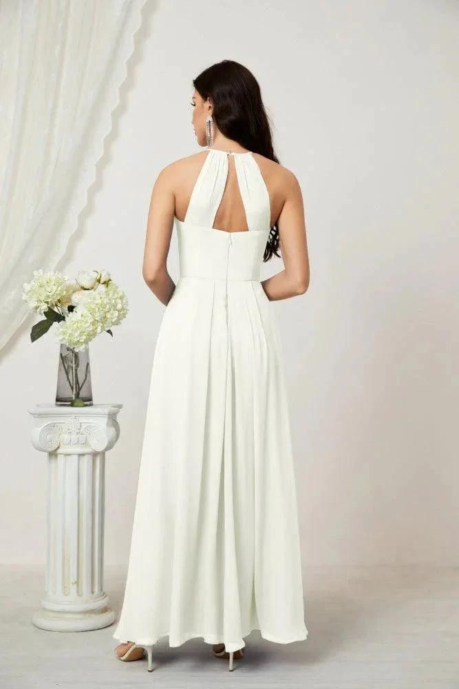 Numbersea Chiffon Halter Bridesmaid Dresses Long A-Line Formal Evening Dress 2805 by numbersea