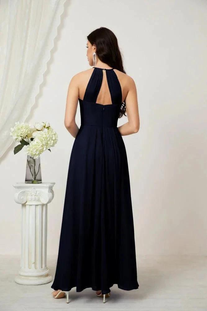 Numbersea Chiffon Halter Bridesmaid Dresses Long A-Line Formal Evening Dress 2805 by numbersea