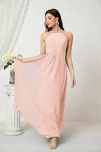 Numbersea Chiffon Halter Bridesmaid Dresses Long A-Line Formal Evening Dress 2805 by numbersea