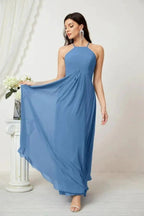 Numbersea Chiffon Halter Bridesmaid Dresses Long A-Line Formal Evening Dress 2805 by numbersea
