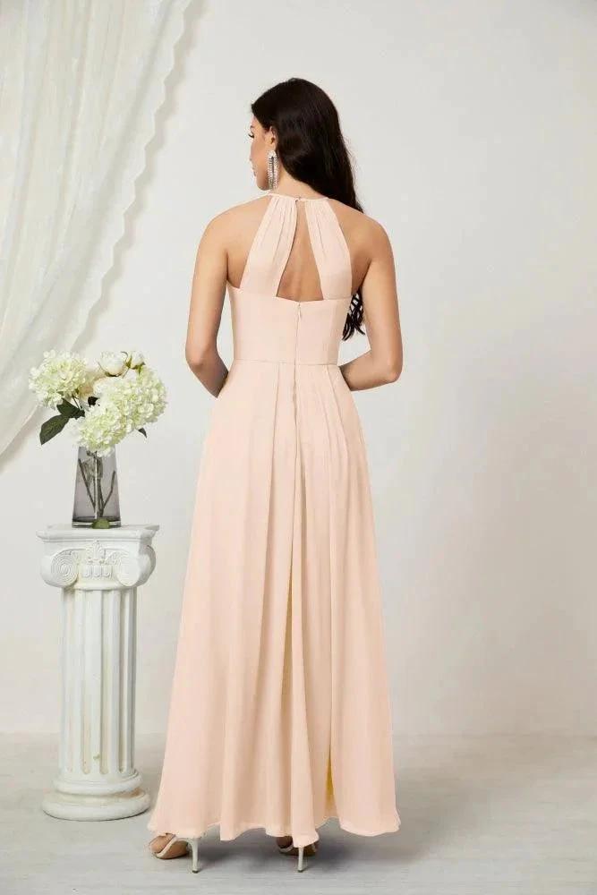 Numbersea Chiffon Halter Bridesmaid Dresses Long A-Line Formal Evening Dress 2805 by numbersea
