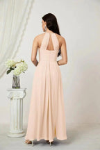 Numbersea Chiffon Halter Bridesmaid Dresses Long A-Line Formal Evening Dress 2805 by numbersea