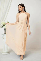 Numbersea Chiffon Halter Bridesmaid Dresses Long A-Line Formal Evening Dress 2805 by numbersea