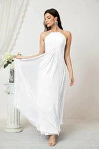 Numbersea Chiffon Halter Bridesmaid Dresses Long A-Line Formal Evening Dress 2805 by numbersea